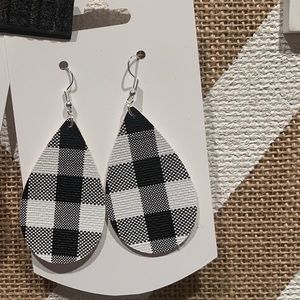 Buffalo Check Leather Earrings